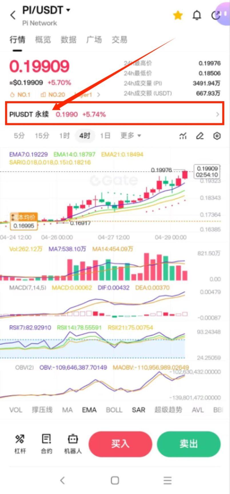 步骤1：进入合约交易对界面