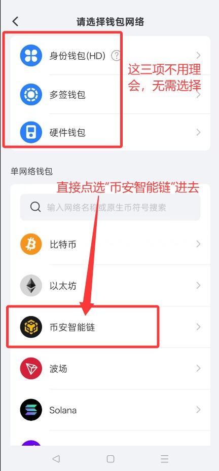 选择币安智能链进去